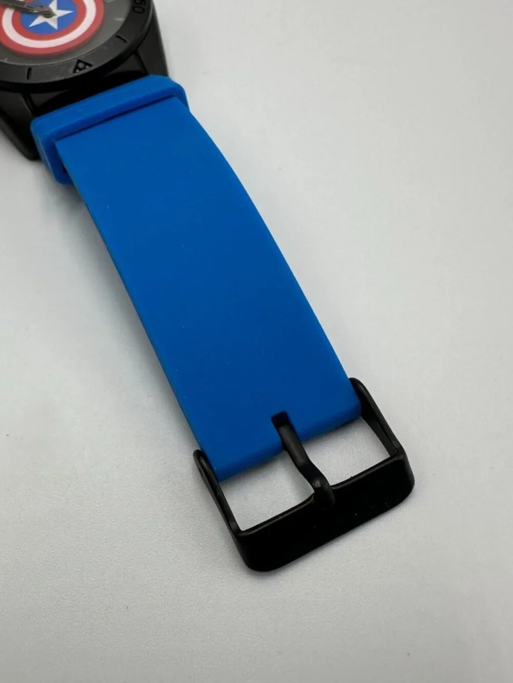 3/$30 Marvel Captain America Watch Men Black Case Blue Silicone Band 9.5